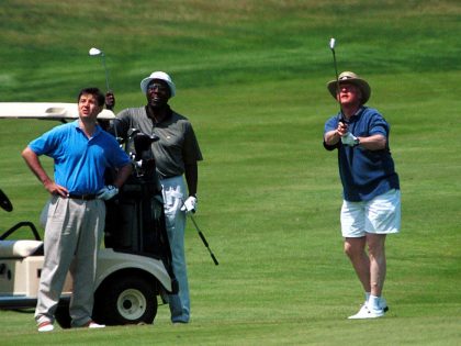 US President Bill Clinton golfing in Martha's Vineyard