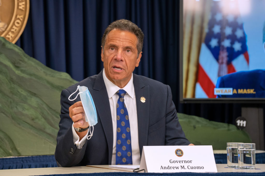 New York Governor Cuomo Holds Briefing In Manhattan