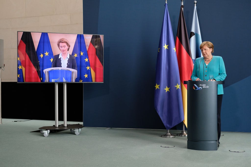 Merkel And Von Der Leyen Press Conference As Germany Holds EU Council Presidency