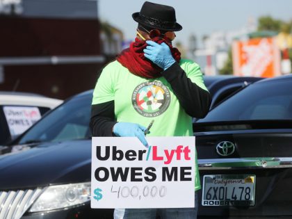 Transportation Union And Rideshare Drivers United Members Hold Rolling Vehicle Protest Calling On State To Enforce AB5
