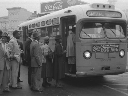 African Americans boarding an integrated