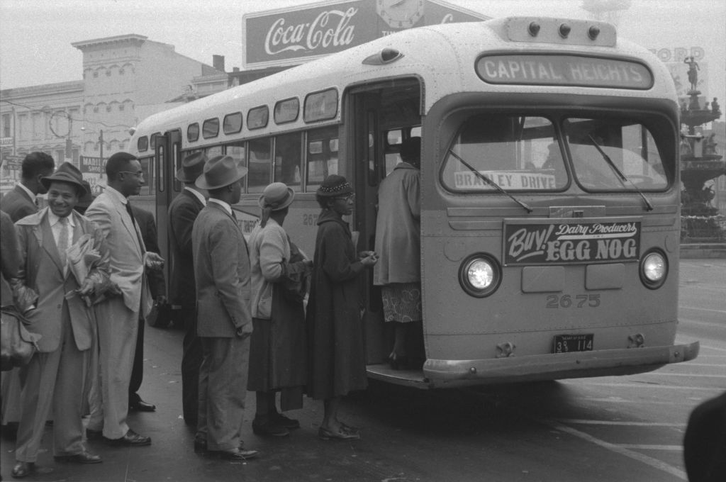 African Americans boarding an integrated