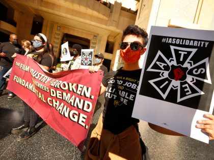 International Alliance of Theatrical Stage Employees (IATSE) members and Entertainment Industry Workers Supporters held a press conference in Hollywood
