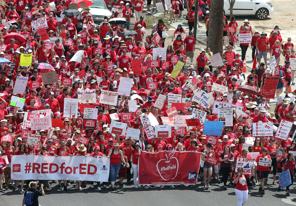 Arizona Teachers Go On Strike And March To State Capitol