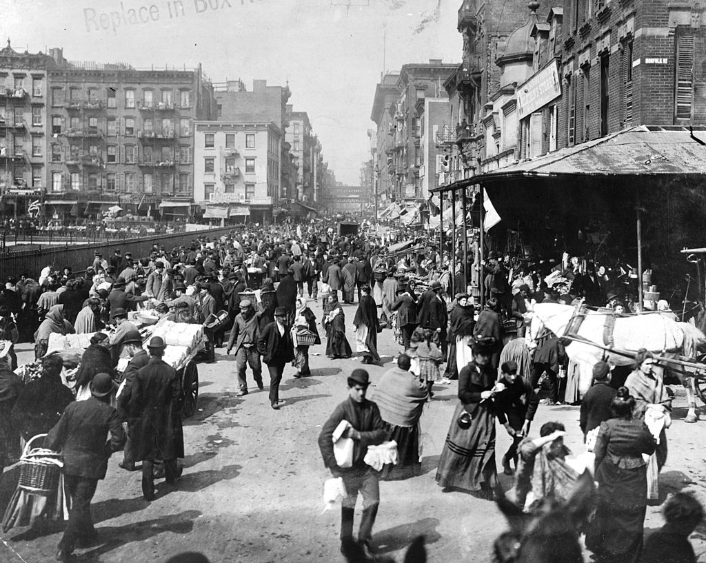 A Busy Market Scene, At The Lower East Side, New York City