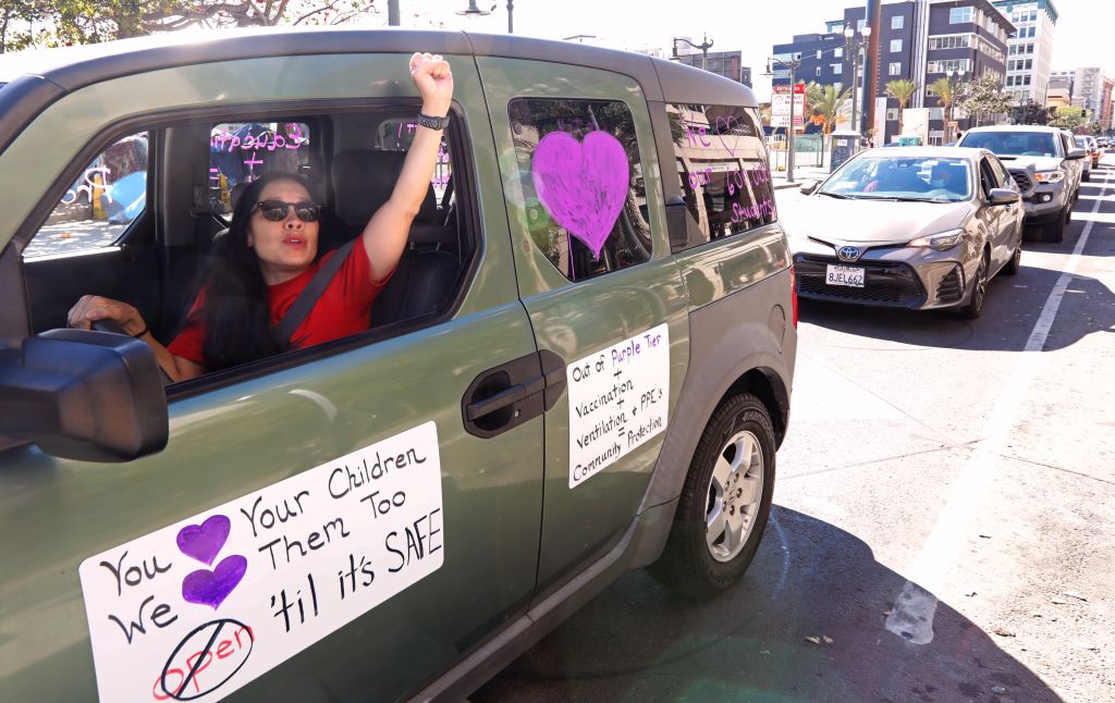 LA schools unsafe to reopen rally - during the Coronavirus pandemic