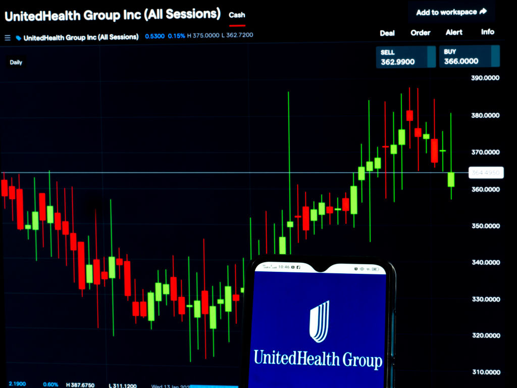 In this photo illustration, UnitedHealth Group Inc. logo