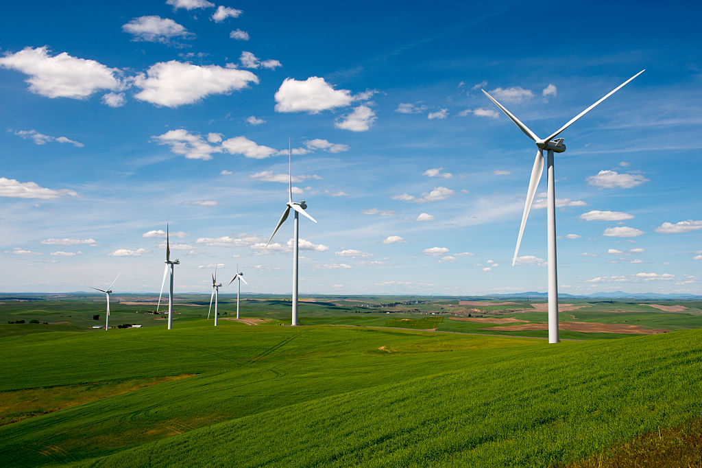 View of the Rosalia Wind Farm near Oaksdale in the Palouse,