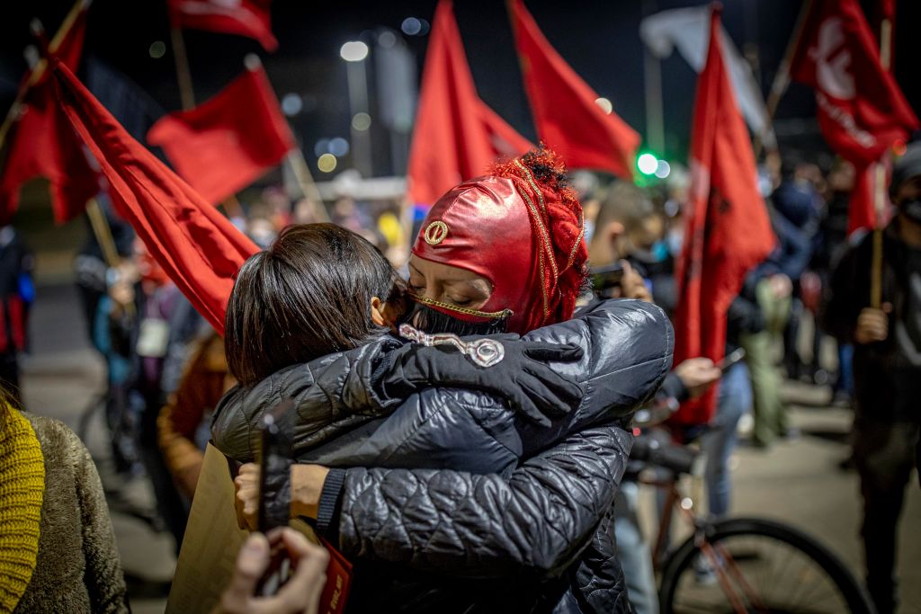 People hugging during the celebrations.
After two days of