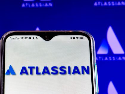 In this photo illustration an Atlassian Corp. Plc logo is