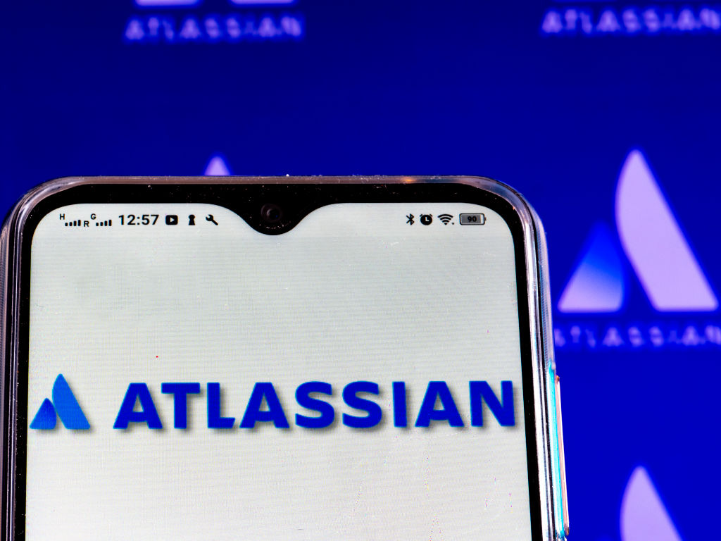In this photo illustration an Atlassian Corp. Plc logo is