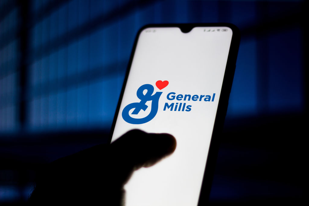 In this photo illustration the General Mills logo seen