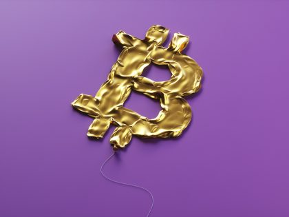 Bitcoin sign balloon deflated