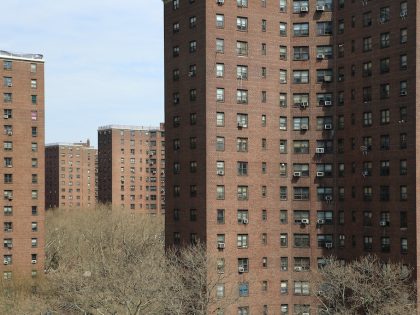 View of public housing projects in the Lower East Side of Manhattan, New York City, USA