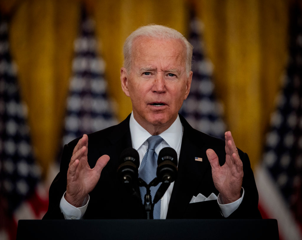 President Joe Biden delivers remarks on the situation in Afghanistan in the East Room of the White House on August 16 in Washington, DC.