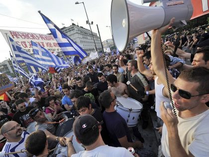 Protestors chant slogans during a demons