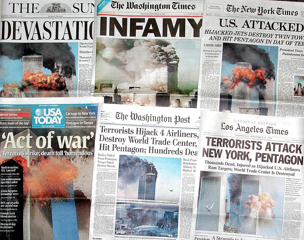 US newspapers headline 12 September, 2001 the terr