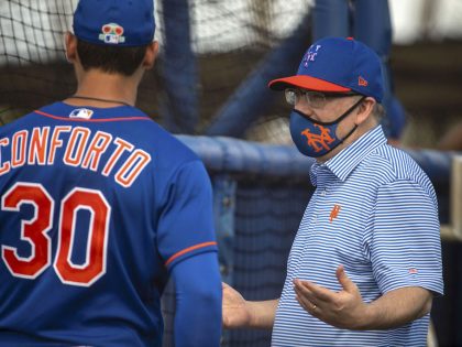 New York Mets Player Michael Conforto and Mets Owner Steve Cohen Talk During Spring Training