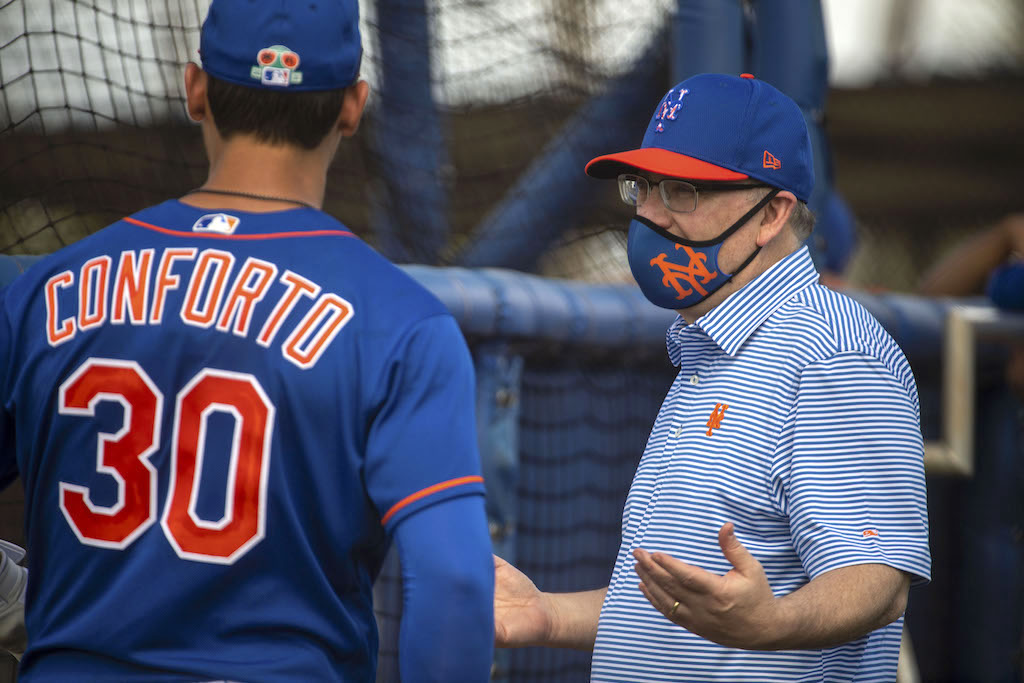 New York Mets Player Michael Conforto and Mets Owner Steve Cohen Talk During Spring Training