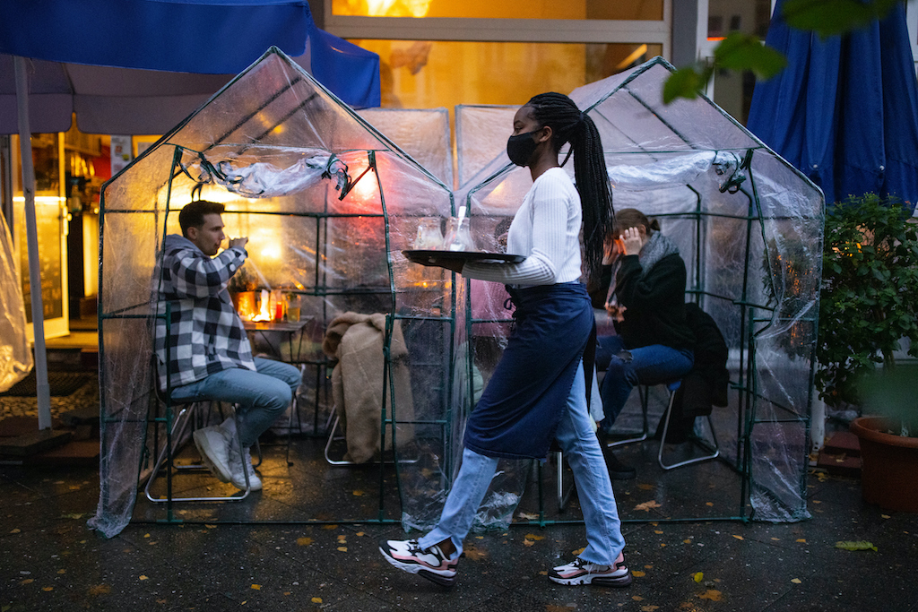 Street cafe opened for business with restrictions