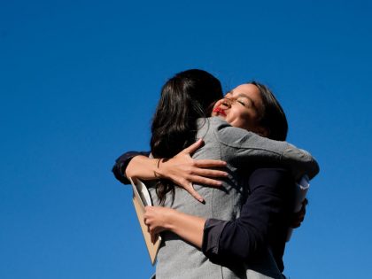 Alexandria Ocasio Cortez embraces Tiffany Caban at Bernie