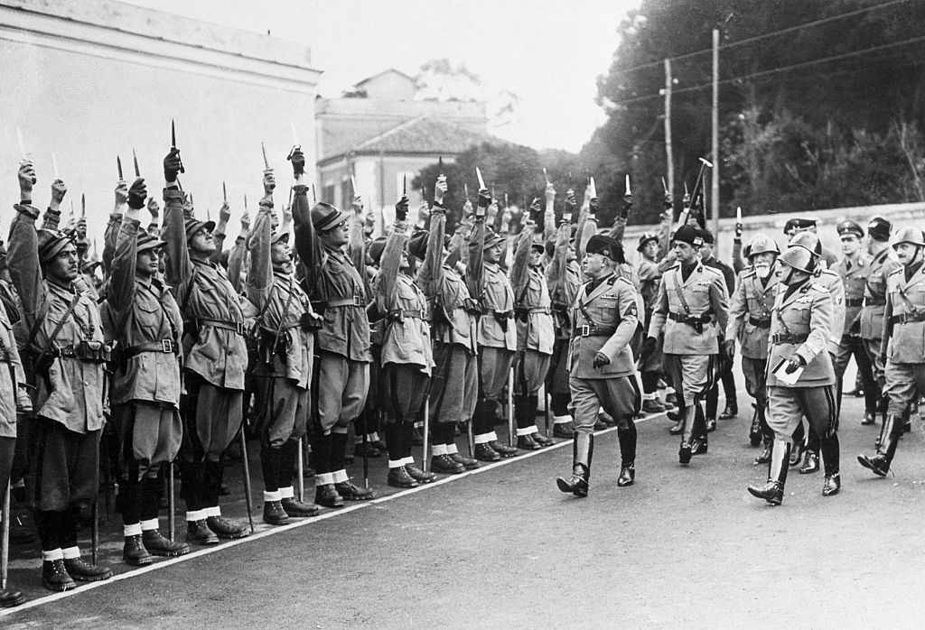 Mussolini Reviewing Blackshirt Militia
