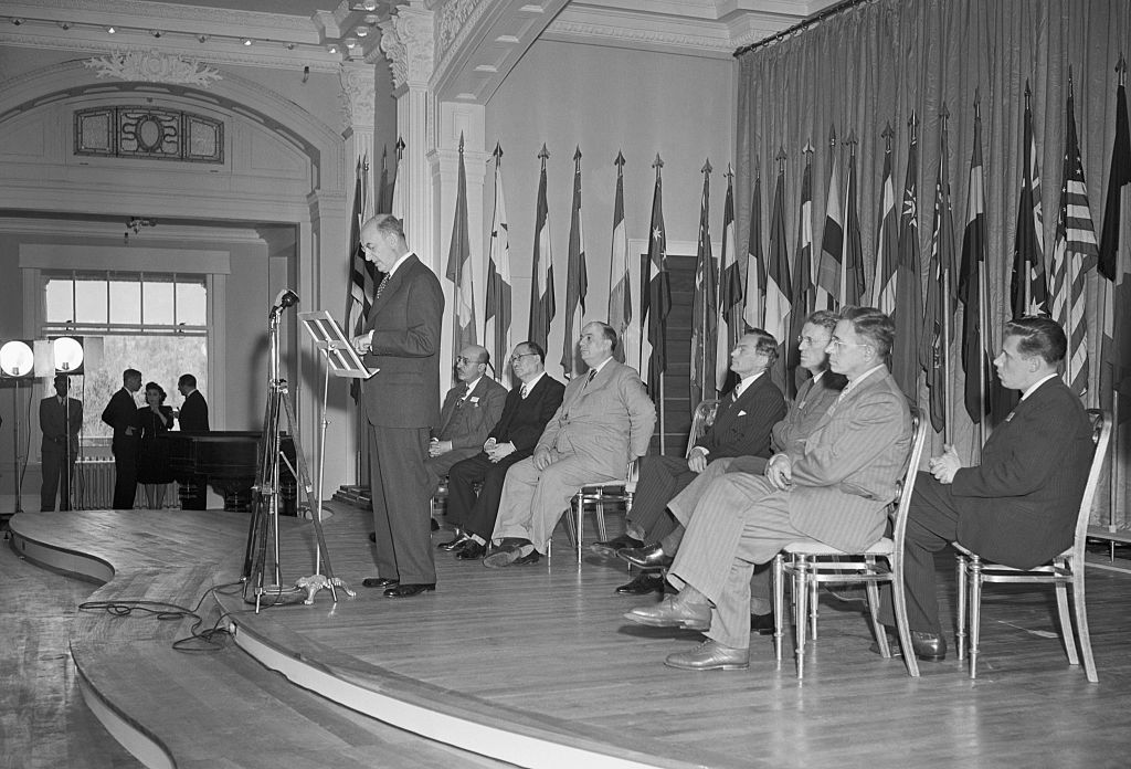 Henry Morgenthau Jr. Speaking at a Conference