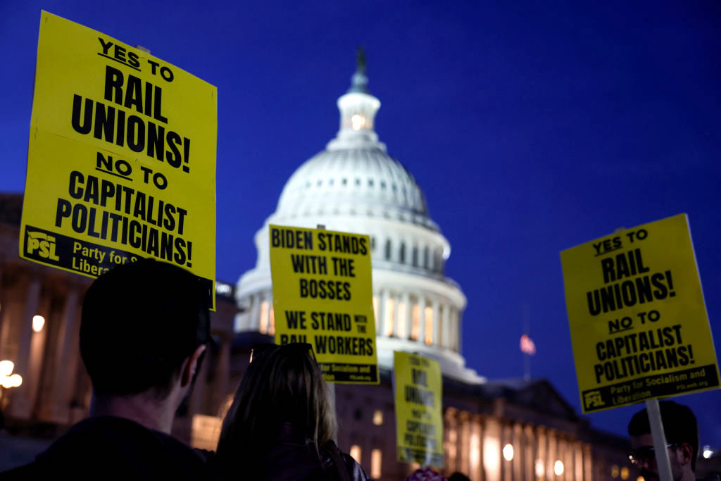 Labor Activists Rally Outside The U.S. Capitol Building In Support Of Rail Unions