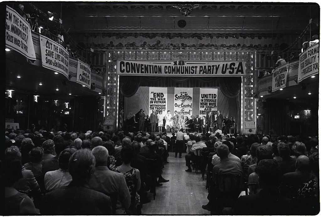 Communist Convention in Hall with Placards