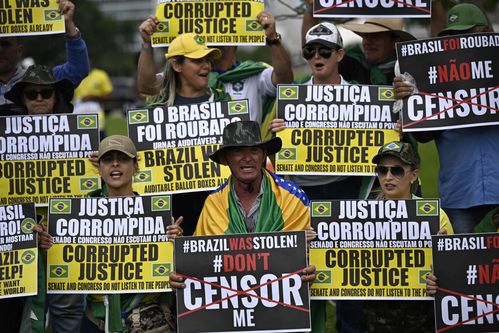 Supporters of Brazilian President Jair Bolsonaro take part in a demonstration