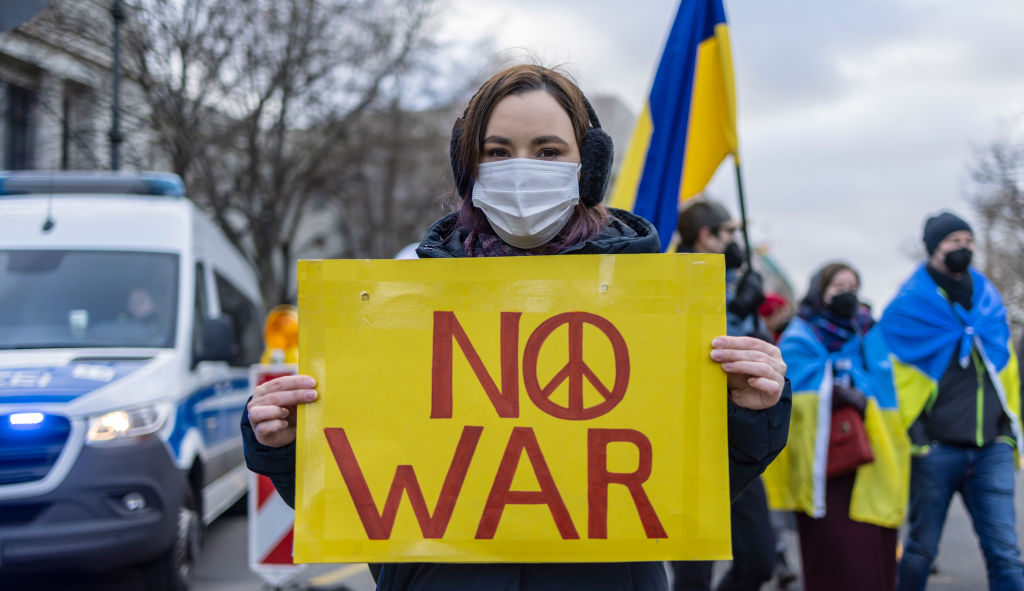 Protesters March In Support Of Ukraine