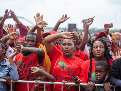 South African politician Julius Malema addresses Siyabonga rally in Thembisa