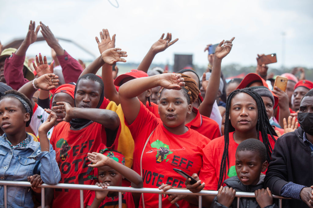 South African politician Julius Malema addresses Siyabonga rally in Thembisa