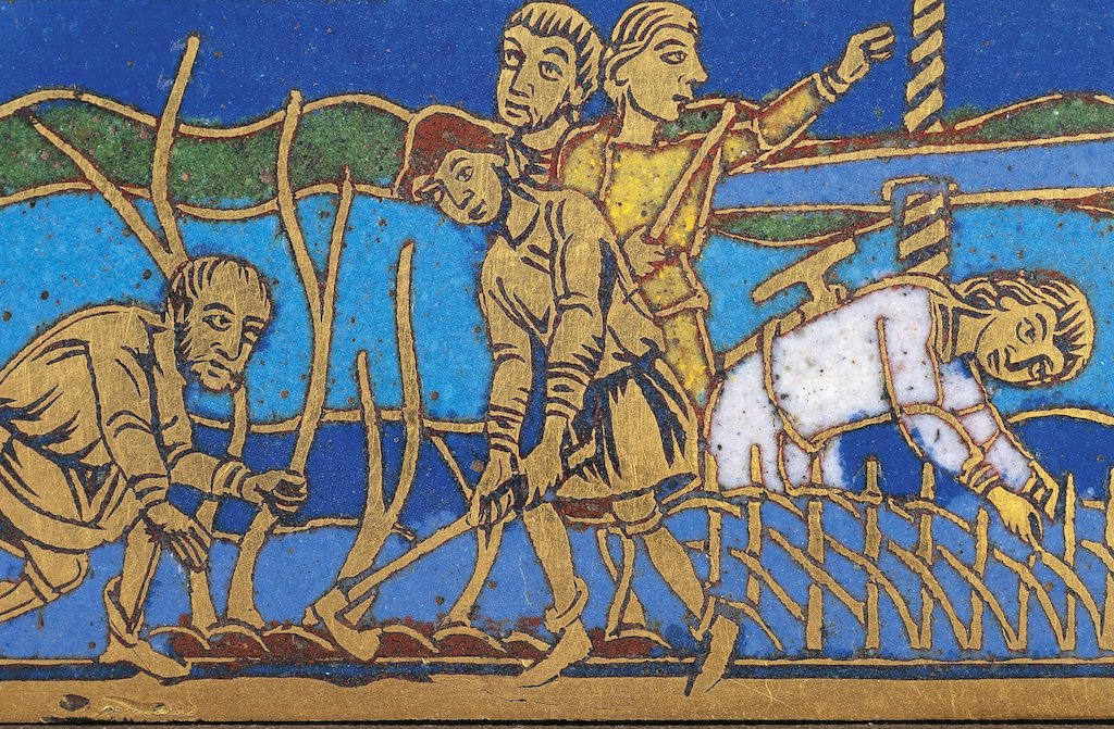 Plate depicting scene of agricultural work