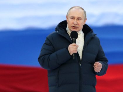 President Putin Addresses Supporters On Anniversary Of Annexation Of Crimea