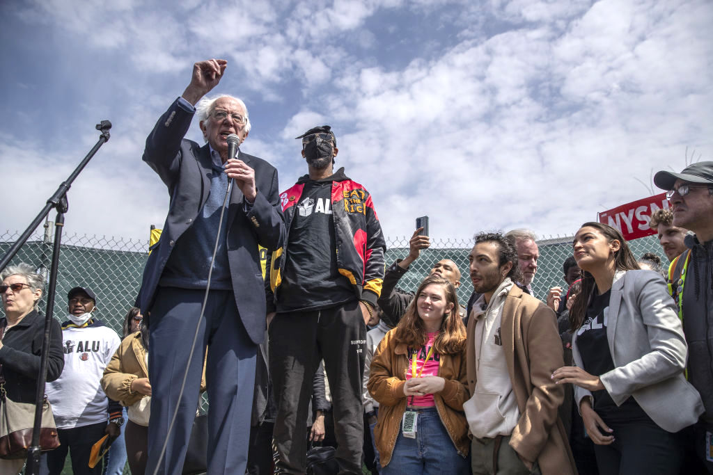 Senator Bernie Sanders Joins Workers For An Amazon Labor Union Rally