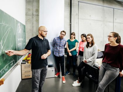 Students Attending Lab Work Seminar With Technician