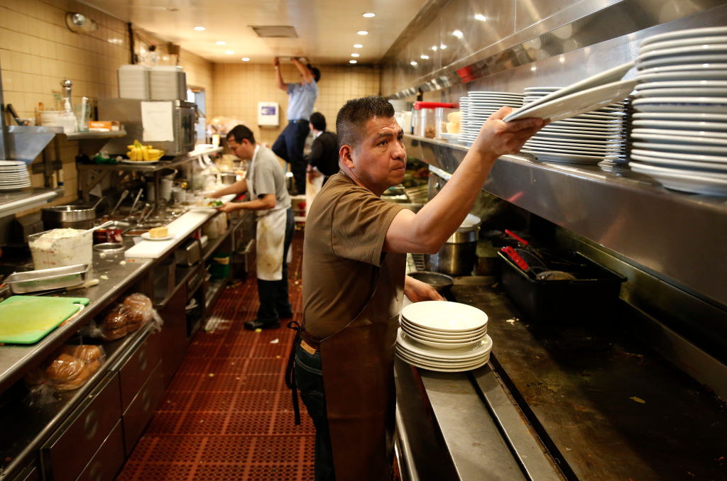 Marino is a dishwasher at the Buttercup Diner in downtown Oakland, Calif. on Wed. April 11, 2018. A new federal law about to go into effect would allow tips to be shared with cooks and dishwashers,  could change the way the restaurant industry in Californ