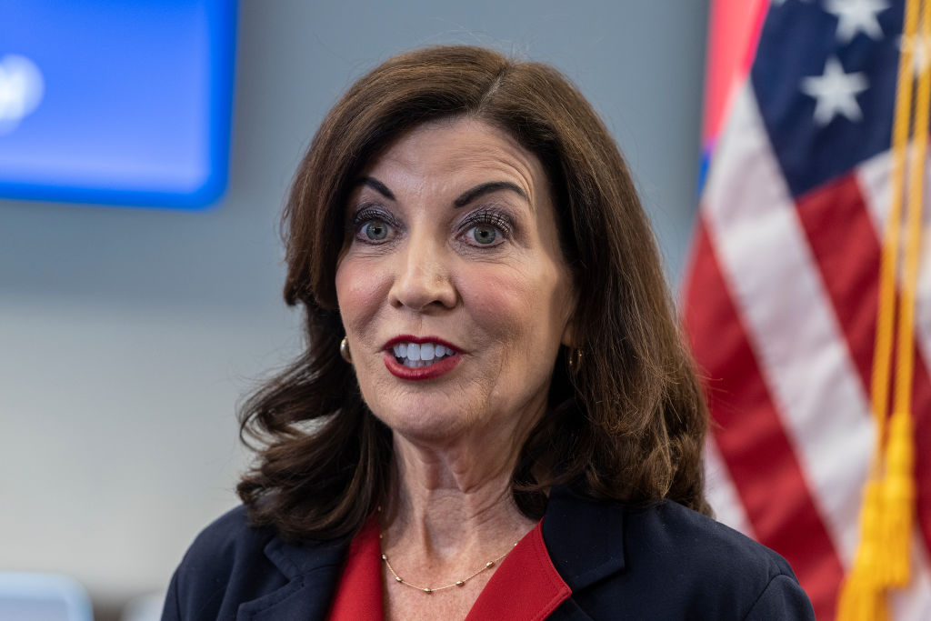 Governor Kathy Hochul speaks to media after announcement of