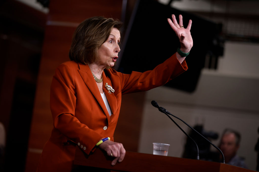 House Speaker Pelosi Holds Weekly News Conference At The Capitol