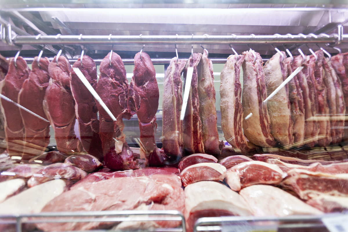 Meat on the market place display ready to go
