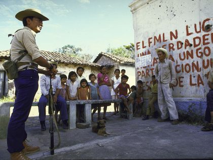 FMLN rebel holds meeting w townspeople in northern Amazon a