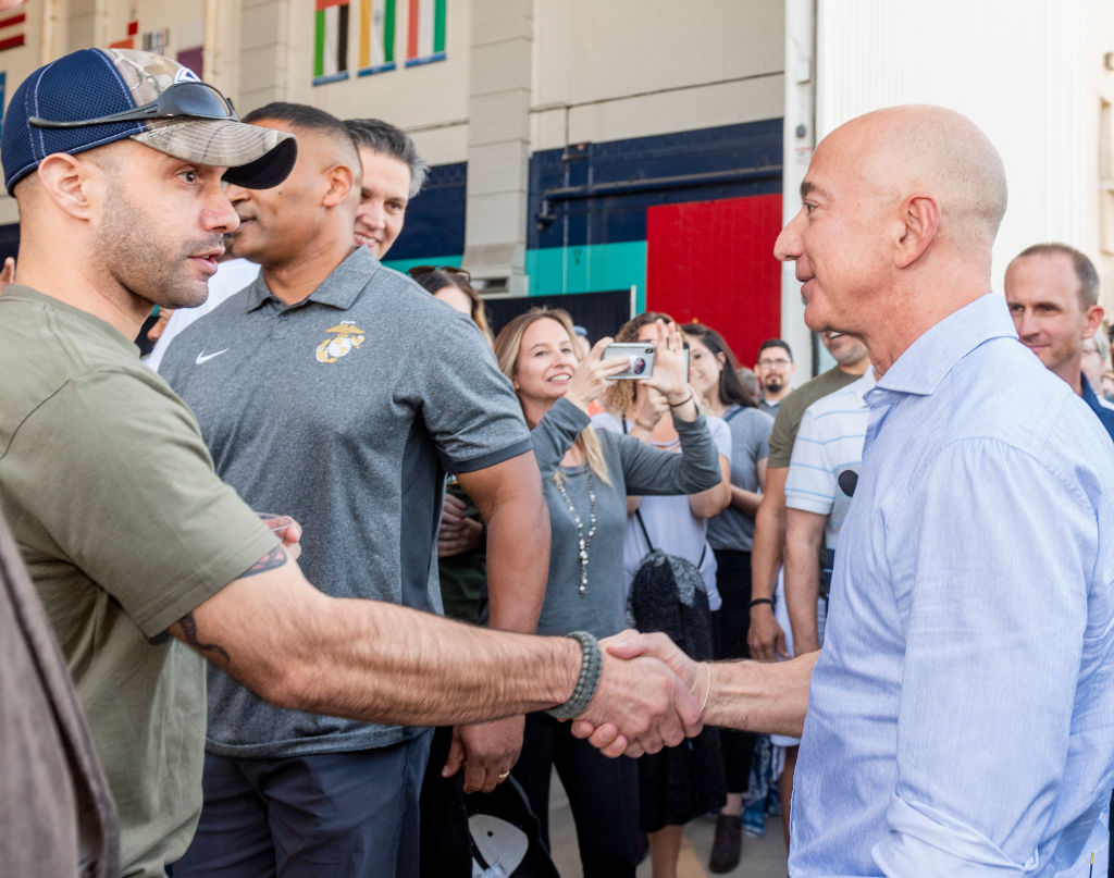 Amazon's Jeff Bezos Makes Surprise Visit To Employee Veterans Day Event