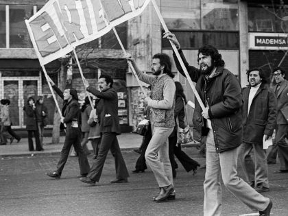 Victor Jara in last march of UP, Santiago, Chile,