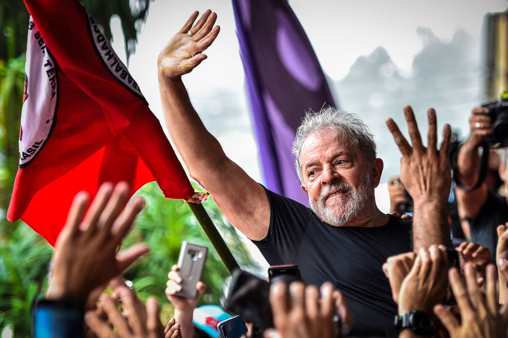Former President Lula of Brazil Makes a Speech at the Sindicato dos Metalurgicos do ABC After Being Released from Prison