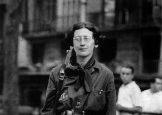 Simone Weil (1909-1943) french philosopher, here in 1936 during spanish civil war when she was in the Durruti Column