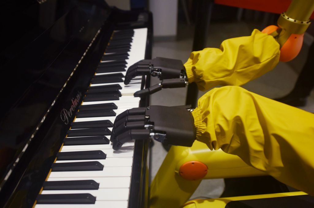 Robot Plays Piano In Hangzhou