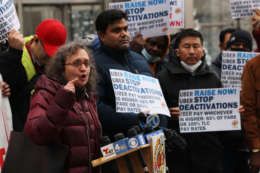 Uber Driver Organize 24-Hour Strike Outside The Company's NYC Headquarters