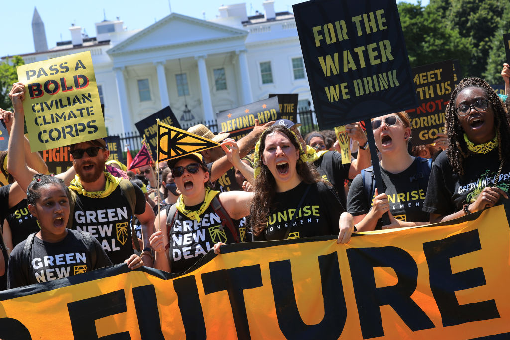 Climate Activists Protest Infrastructure Deal In Washington, DC
