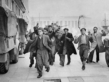 Photo taken in December 1944 in Athens, during the